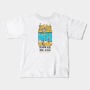 Topsail Island, North Carolina Skeleton Drinky Dance Kids T-Shirt